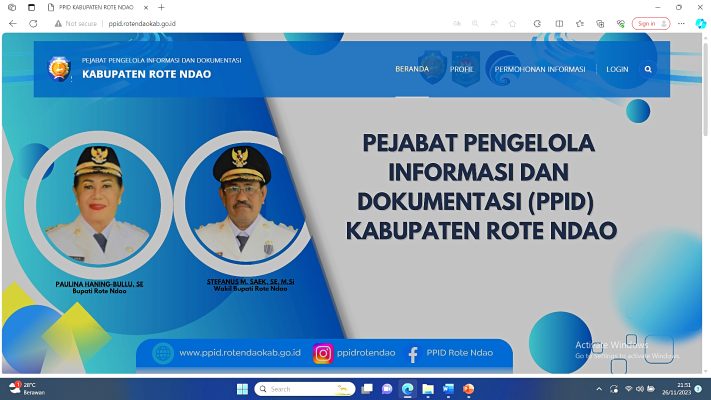 Tampilda Beranda Aplikasi Website PPID Kabupaten Rote Ndao www.ppid.rotendaokab.go.id.