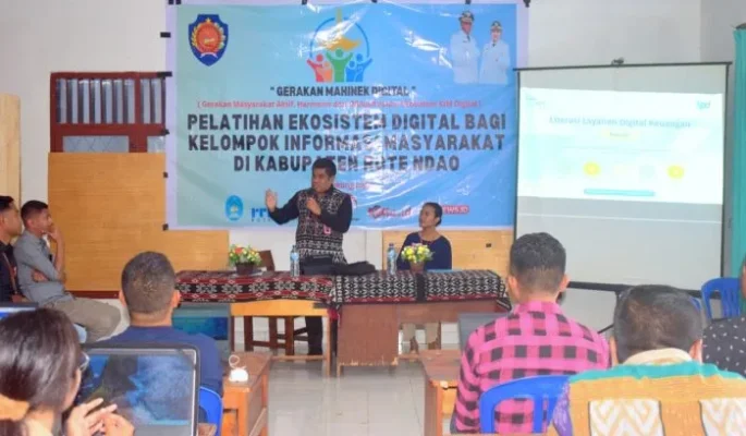 Kegiatan Pelatihan Ekosistem Digital bagi Pengurus KIM Desa Pilot Projeck Gerakan Mahinek Digital.