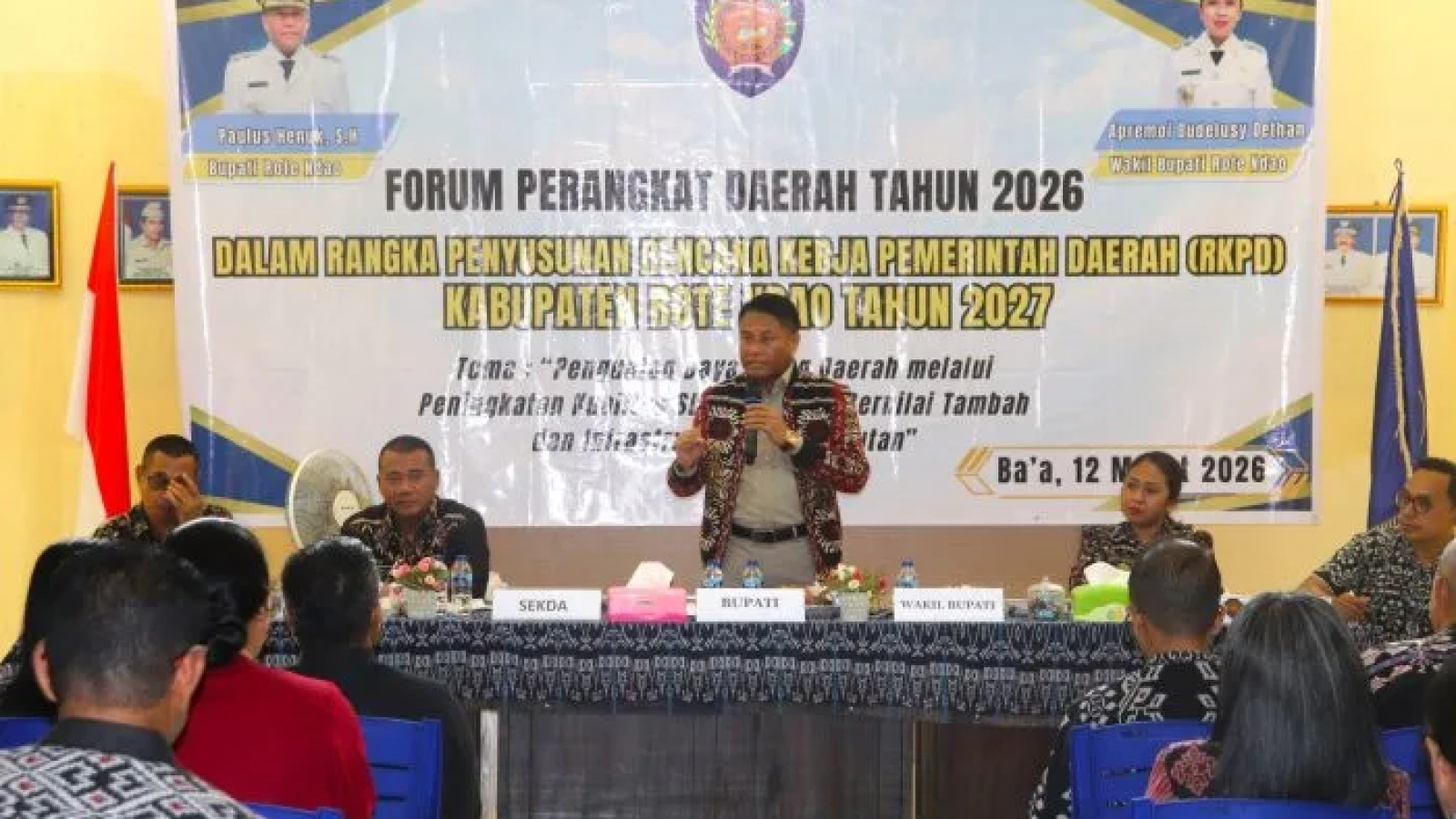 Pembukaan FPD : Bupati Rote Ndao Paulus Henuk membuka Forum Perangkat Daerah Penyusunan RKPD Kabupaten Rote Ndao Tahun 2027, kamis (12/03/2026)